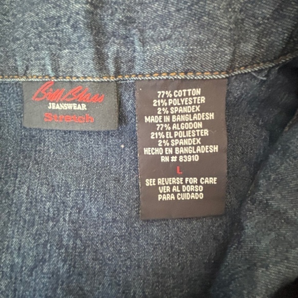 Bill Blass Jeanswear stretch button down western style jean shirt size L - Picture 13 of 14